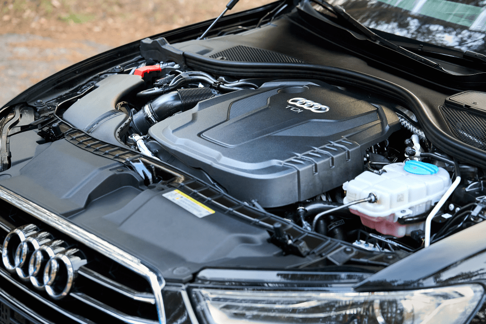 audi repair and service, auto repair in Englewood, CO at Autovisions. Close-up of an Audi engine.